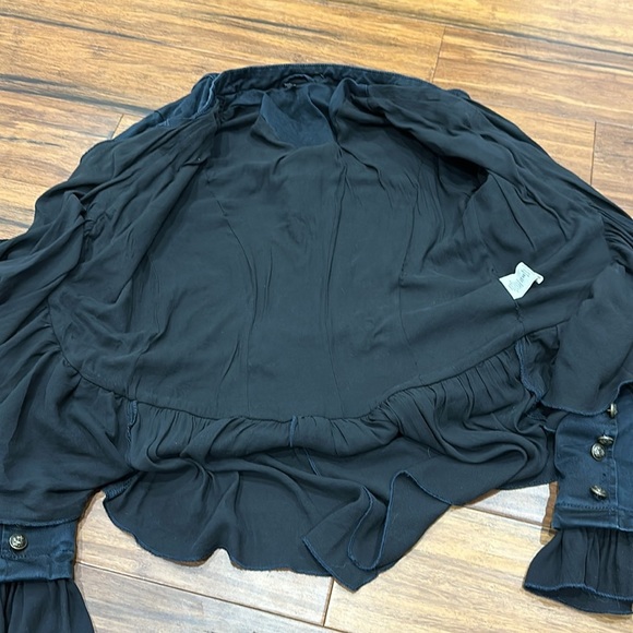 Free People Womens Ruffles Romance Military Jacket Black Size XS/TP - Picture 6 of 7